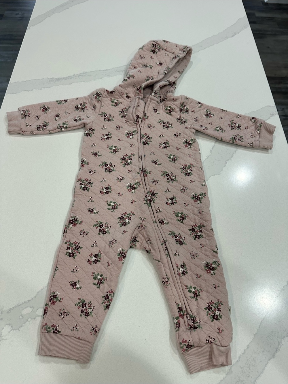 Carter's Quilted Hooded One-Piece in Blush Pink Floral